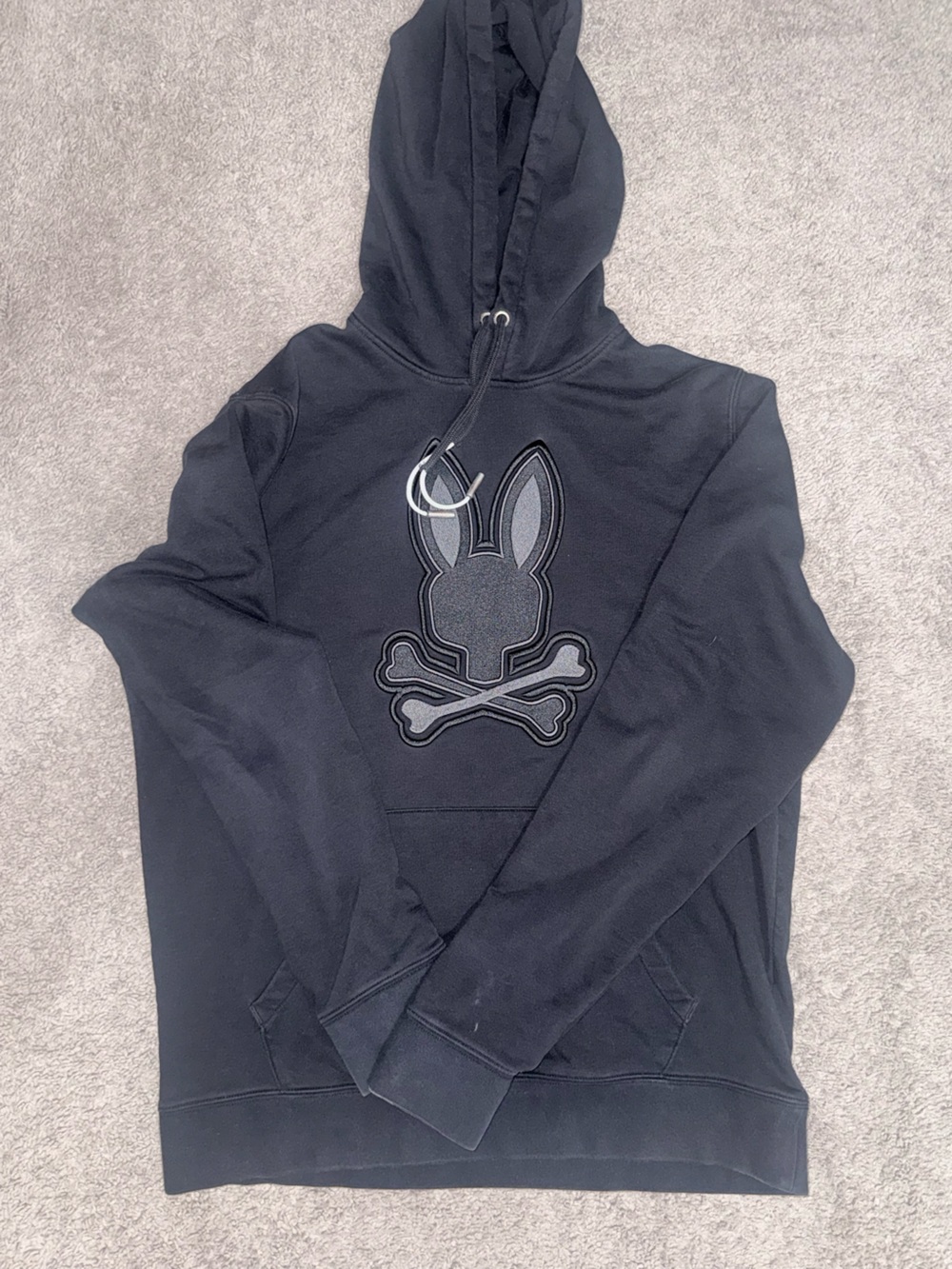 Psycho Bunny Black Zip-Up Hoodie with Embroidered Bunny Skull